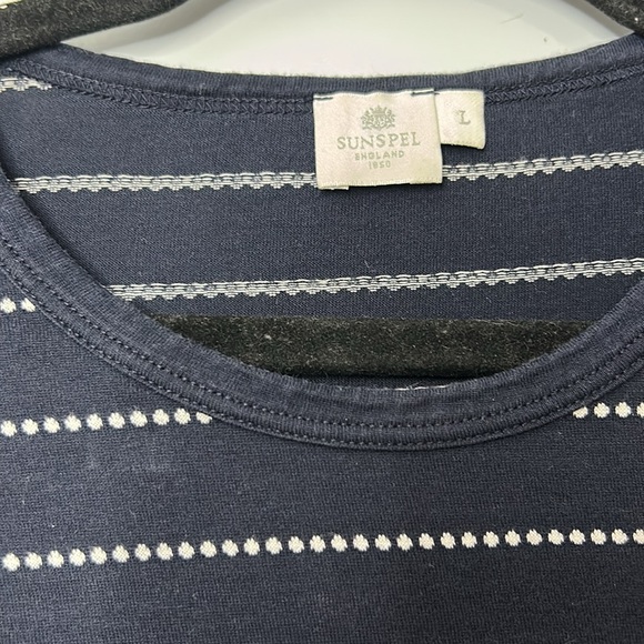 Sunspel Blue and White Striped Short Sleeve Men’s Tee - Picture 2 of 4